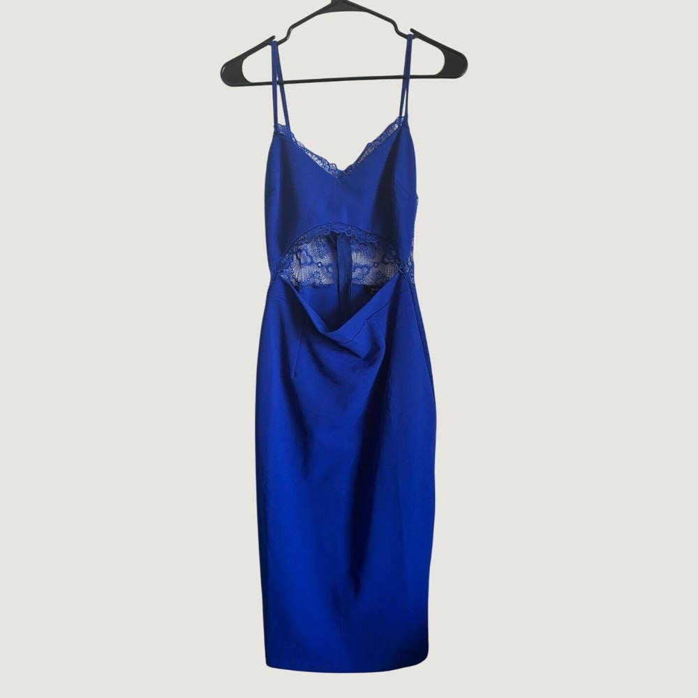 Privy Royal Blue Lace Cutout Midi Dress Bodycon Cocktail Formal Womens Large